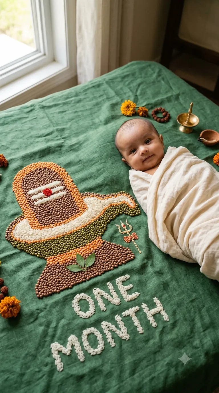 One Month Baby Photo Prompt With Shivling